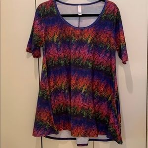 LuLaRoe Perfect Swing Top Rainbow Colors Size S